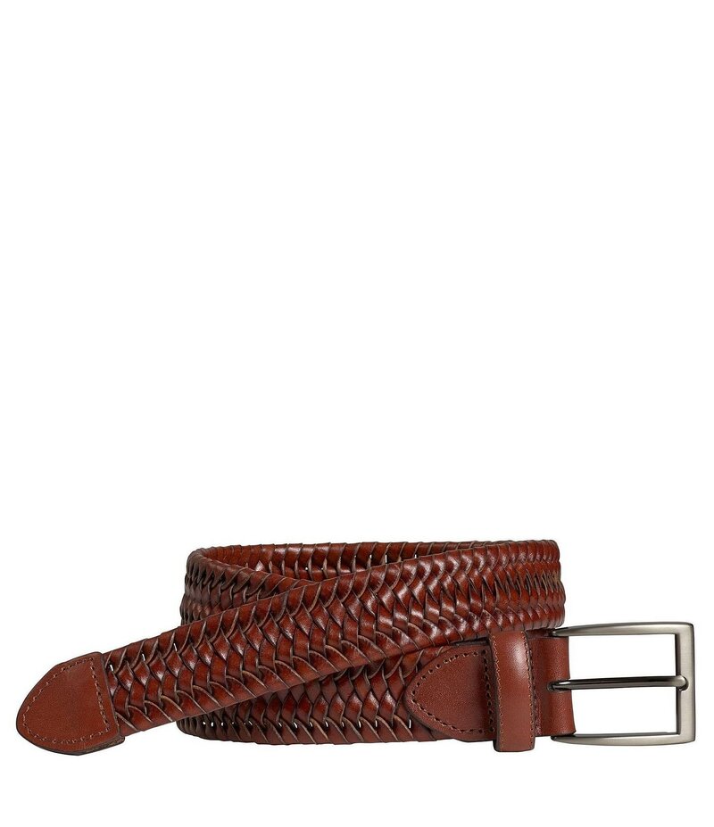 ジョンストンアンドマーフィー メンズ 付属品 胴締め なめし革 Johnston \u0026 Murphy Men\u0027s Leather Braided Belt Cognac