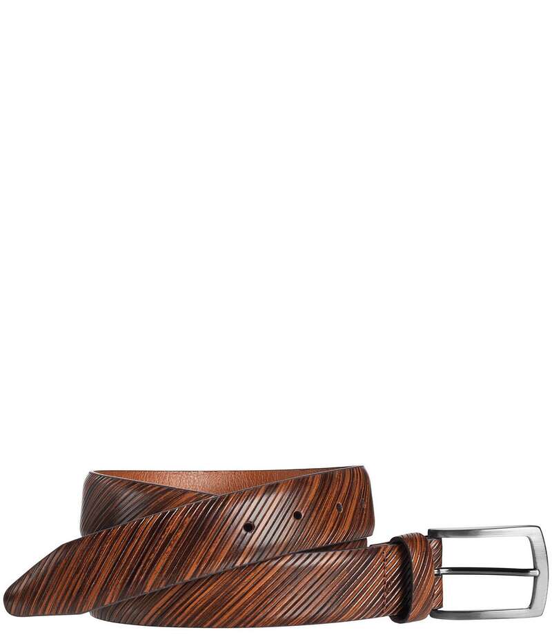 ジョンストンアンドマーフィー メンズ 付属品 胴締め Johnston \u0026 Murphy Men\u0027s Diagonal Etched Belt Tan タン