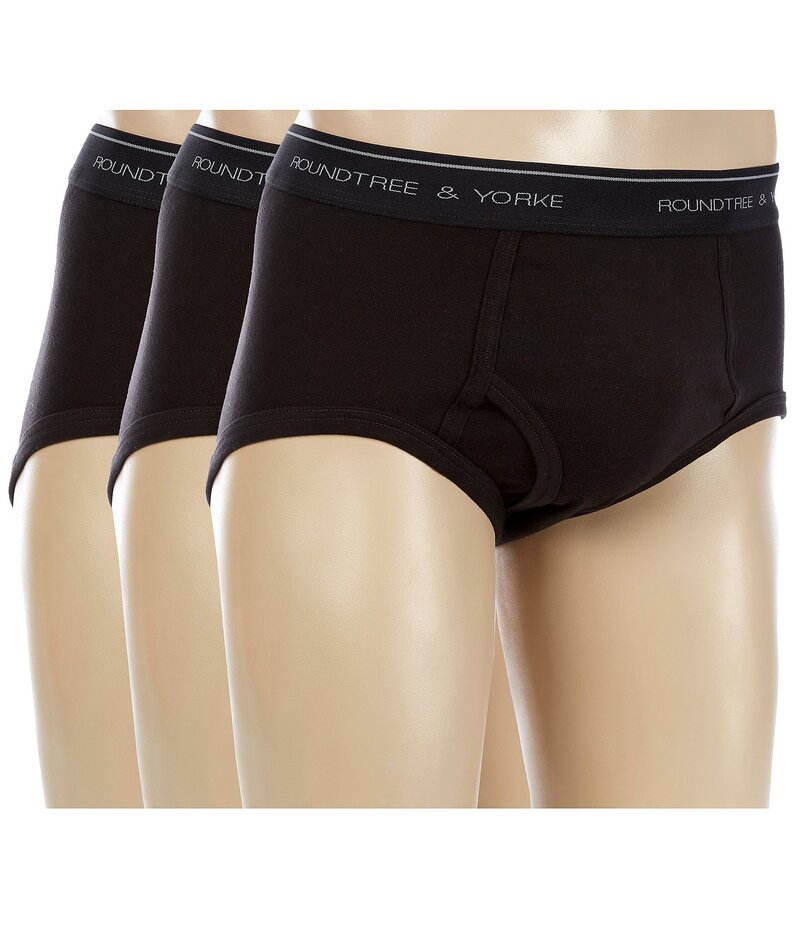 ラウンドトゥリーアンドヨーク メンズ アンダーウェア ブリーフパンツ トール Roundtree & Yorke Big & Tall Full-Cut Briefs 3-Pack Black ブラック