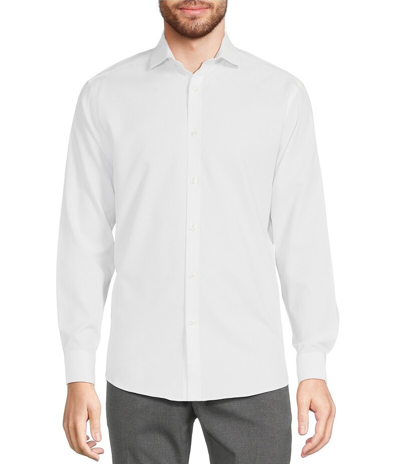 ムラノ メンズ トップス シャツ トール Murano Big & Tall Wardrobe Essentials Dobby Stretch Long Sleeve Woven Shirt White ホワイト