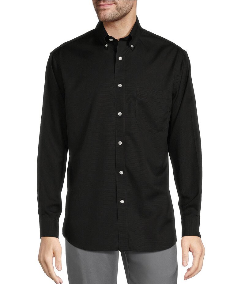 ラウンドトゥリーアンドヨーク メンズ トップス シャツ トール Gold Label Roundtree & Yorke Big & Tall Non-Iron Solid Dobby Sport Shirt Black ブラック