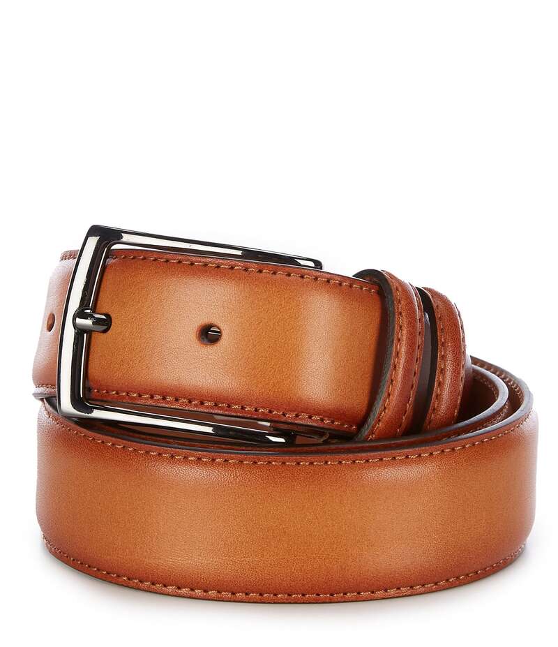 ダニエル クレミュ メンズ 付属品 胴締め なめし革 Daniel Cremieux Signature Hand-Burnished Leather Dress Belt Cognac