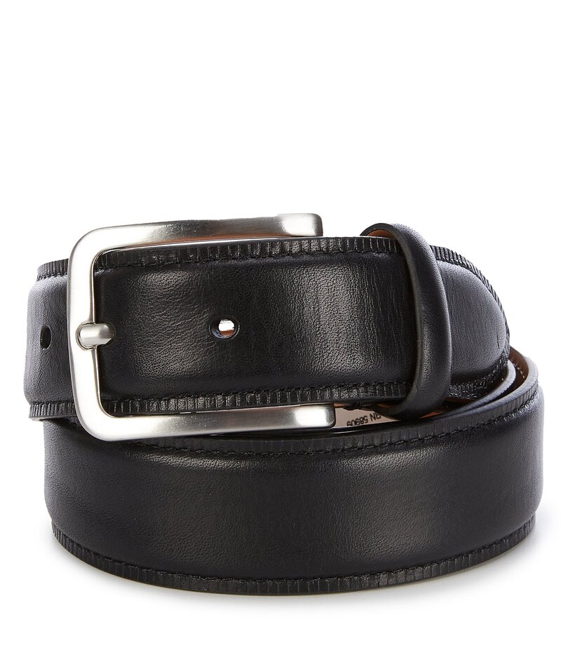 ダニエル クレミュ メンズ 付属品 胴締め なめし革 Daniel Cremieux Signature Burnished Italian Leather Dress Belt Black 黒いこと
