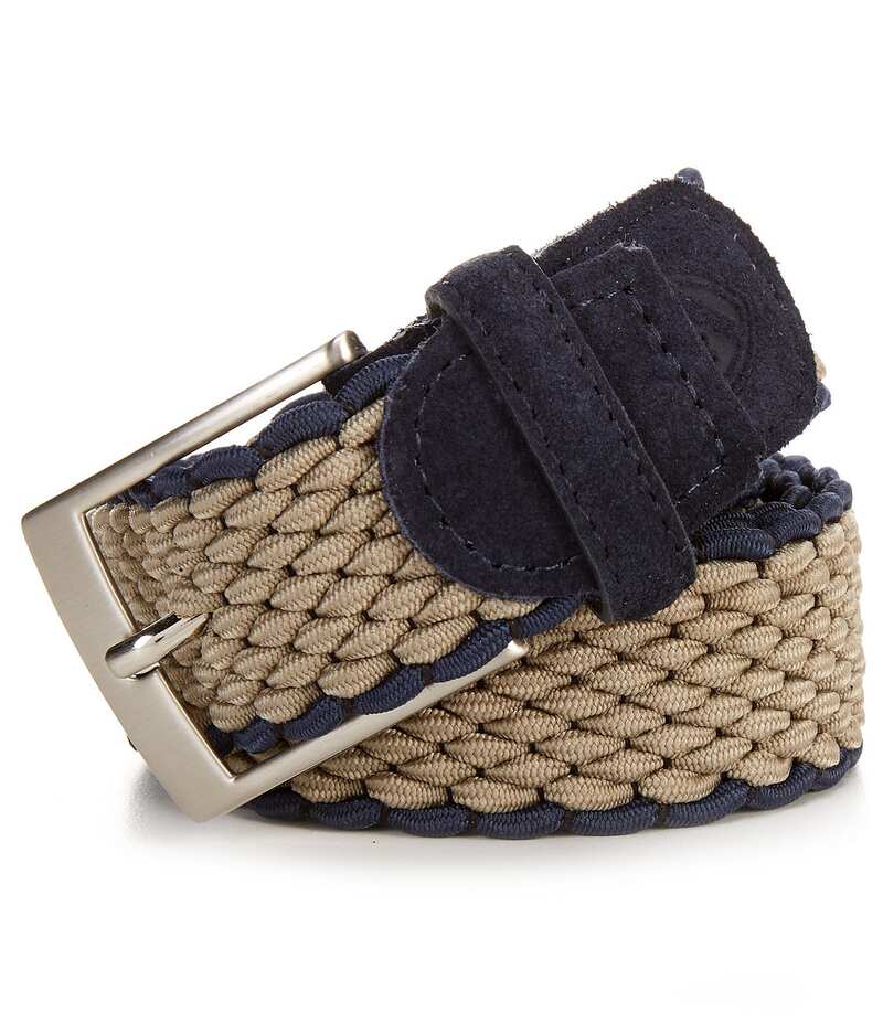 ダニエル クレミュ メンズ 付属品 胴締め Cremieux Braided Stripe Stretch Elastic Belt Khaki/White 白いこと