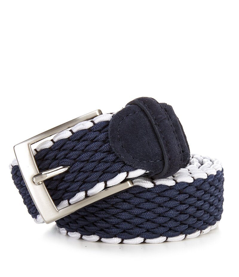 ダニエル クレミュ メンズ 付属品 胴締め Cremieux Braided Stripe Stretch Elastic Belt Navy/White 白いこと