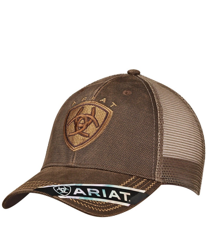アリアト メンズ アクセサリー 帽子 メッシュ 刺繍 キャップ ロゴ Ariat Embroidered Logo Mesh Back Cap Brown ブラウン