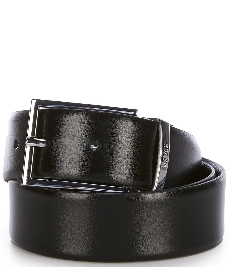 ヒューゴボス メンズ 付属品 胴締め なめし革 Hugo Boss Otano Leather Belt Black 黒いこと