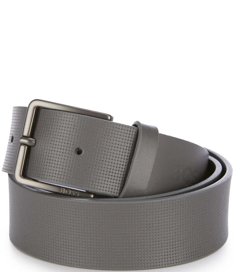 ヒューゴボス メンズ 付属品 胴締め なめし革 Hugo Boss Ther Leather Belt Dark Grey 薄墨色