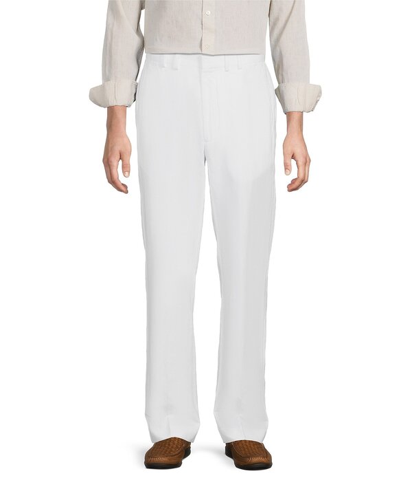 ムラノ メンズ ボトムス 心地好いズボン下 伸び伸びする相応う リネン Murano Baird McNutt Linen Relaxed Fit Flat Front Suit Separates Pants White 白いこと
