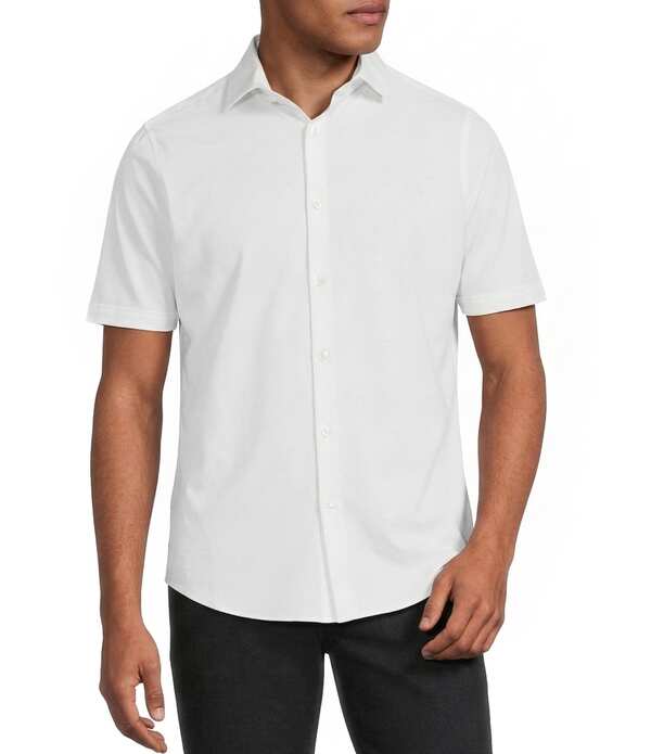 ムラノ メンズ トップス シャツ スリムフィット Murano Slim Fit Solid Performance Stretch Short Sleeve Woven Shirt White ホワイト