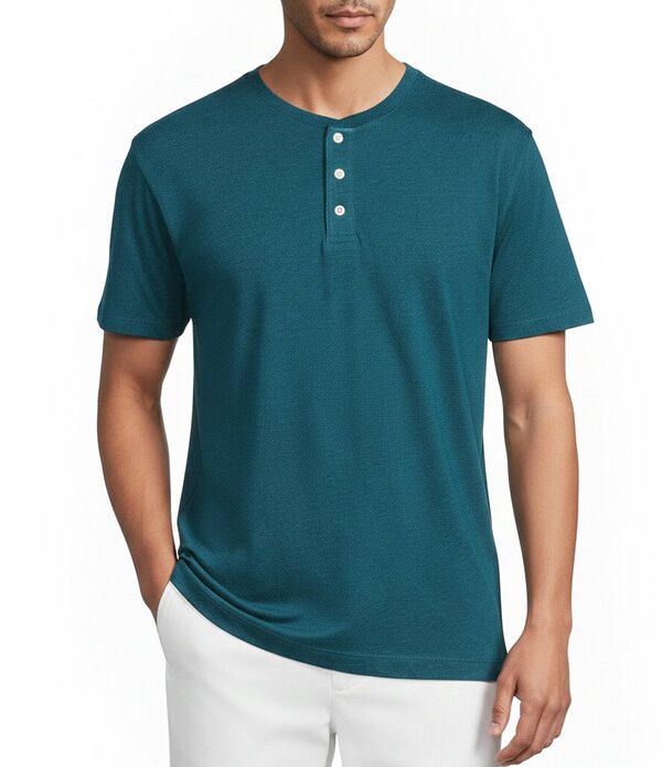 ラウンドトゥリーアンドヨーク メンズ トップス プルオーバー Roundtree \u0026 Yorke Solid Cloud Short Sleeve Henley Shirt Dark Teal ティール