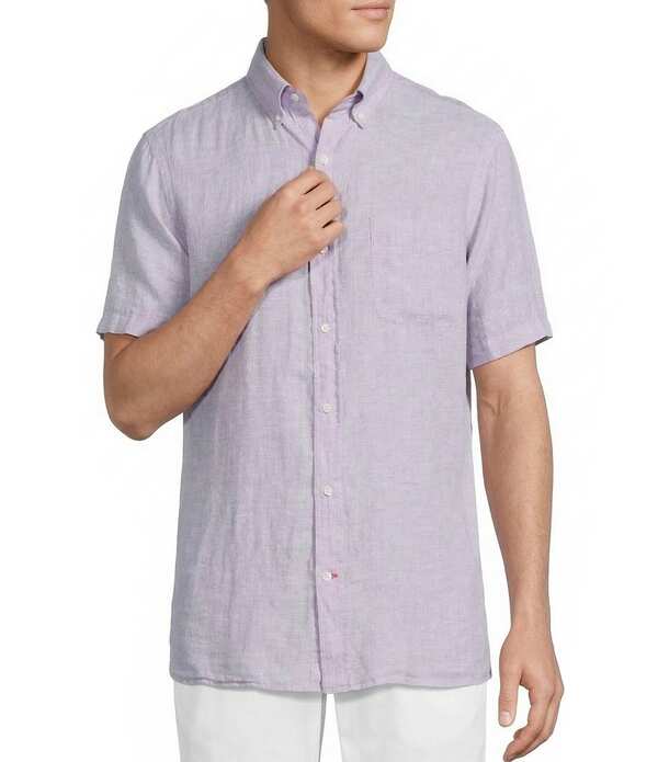 ダニエル クレミュ メンズ トップス シャツ リネン Cremieux Blue Label French Linen Solid Short Sleeve Woven Shirt Lavender ラベンダー