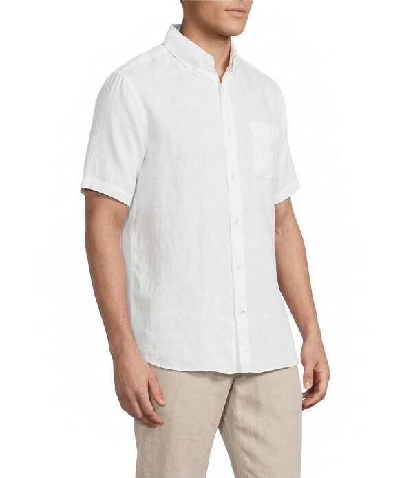 ダニエル クレミュ メンズ トップス シャツ リネン Cremieux Blue Label French Linen Solid Short Sleeve Woven Shirt Lucent White ホワイト