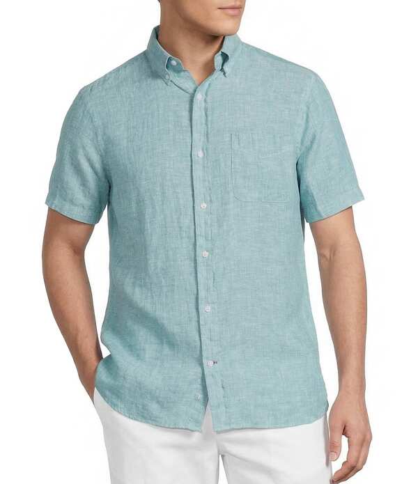 ダニエル クレミュ メンズ トップス プルオーバー リネン Cremieux Blue Label French Linen Solid Short Sleeve Woven Shirteal ティール トップス-メンズファッション-カジュアルシャツ