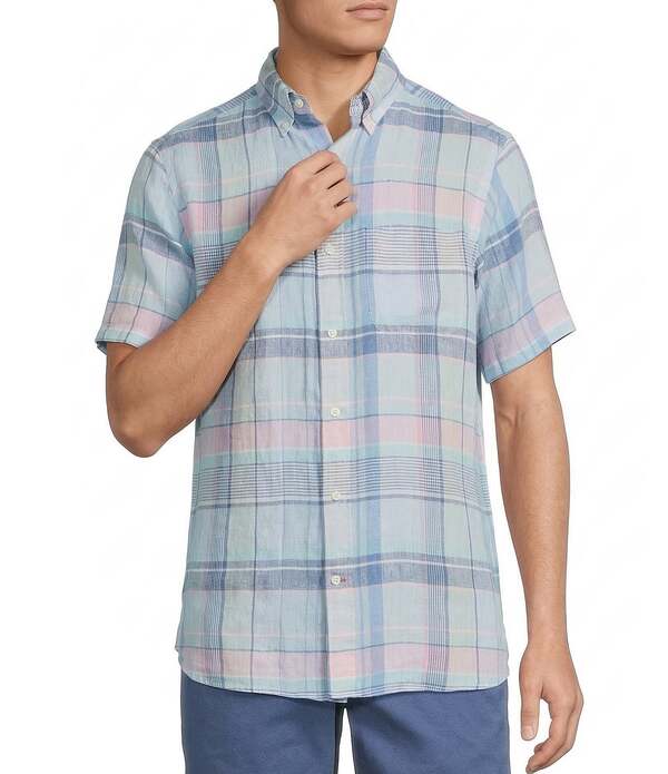 ダニエル クレミュ メンズ トップス シャツ リネン Cremieux Blue Label French Linen Plaid Short Sleeve Woven Shirt Multi Color マルチカラー