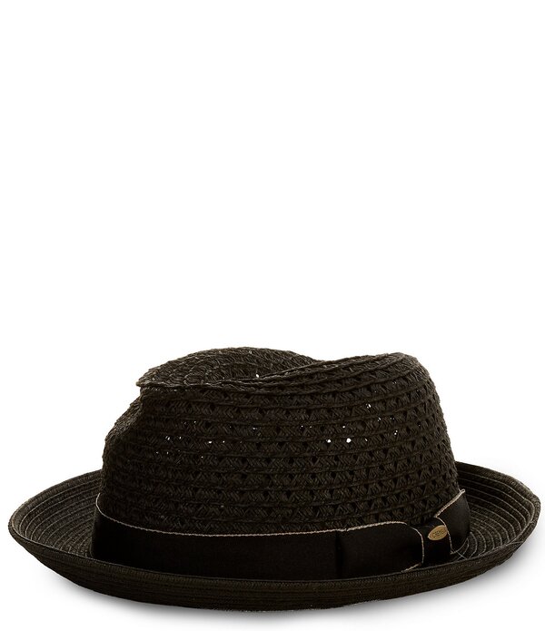 ダニエル クレミュ メンズ アクセサリー 帽子 Cremieux Blue Label Paper Braid Fedora Hat Black ブラック