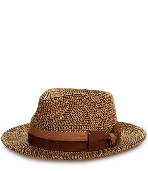 ダニエル クレミュ メンズ アクセサリー 帽子 Cremieux Blue Label Paper Braid Two-Tone Ribbon Fedora Hat Brown ブラウン