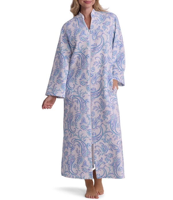 ミス エレーン レディース アンダーウェア ナイトウェア プリント ニット Miss Elaine Quilt In Knit Long Sleeve Garden Paisley Print Zip-Front Knit Long Robe Garden Paisley 18,855円