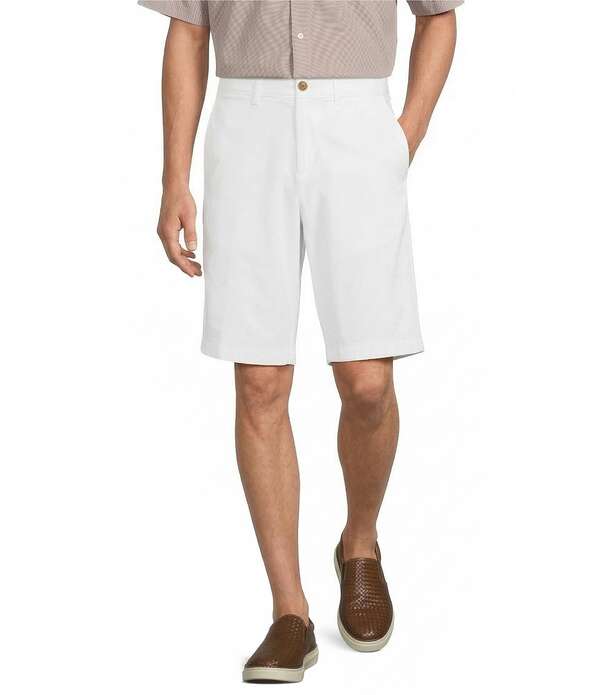 ラウンドトゥリーアンドヨーク メンズ ボトムス ハーフパンツ・ショーツ トール ショートパンツ Roundtree & Yorke Big & Tall The Cloud Collection Flat Front Washed Chino 11 Inseam Shorts White ホワイト