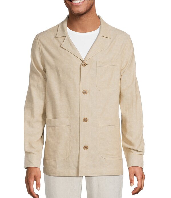カリビアン メンズ トップス シャツ リネン ジャケット Caribbean Linen Blend Shirt Jacket Khaki カーキ