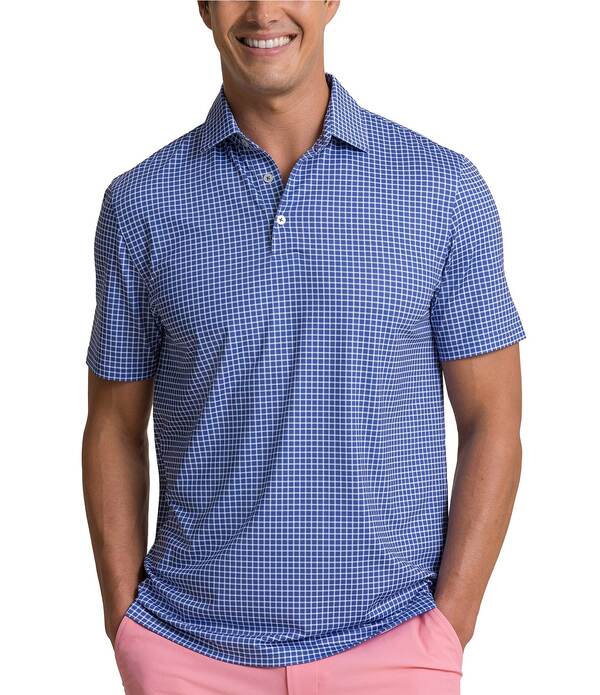 サウザーンタイド メンズ トップス シャツ プリント Southern Tide Driver Dunes Edge Plaid Printed Short Sleeve Polo Shirt Nautical Blue ブルー