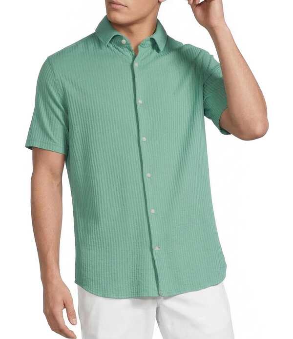 ダニエル クレミュ メンズ トップス シャツ Cremieux Blue Label Solid Seersucker Short Sleeve Button Front Shirt Malachite Green グリーン