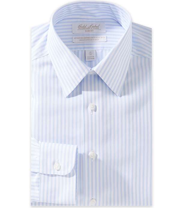 ラウンドトゥリーアンドヨーク メンズ トップス シャツ スリムフィット Roundtree & Yorke Slim Fit Non-Iron Spread Collar Stripedobby Dresshirt Light Blue ブルー