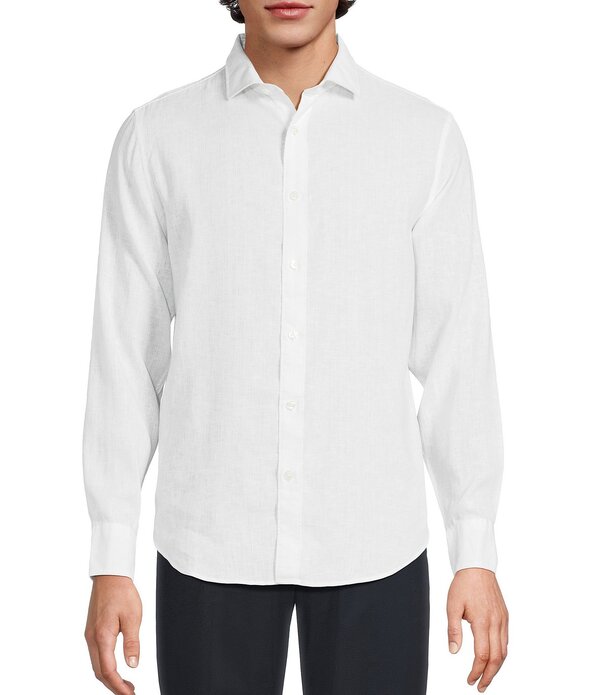 ムラノ メンズ トップス プルオーバー トール リネン Murano Big \u0026 Tall Baird McNutt Linen Classic Fit Solid Long Sleeve Woven Shirt White 白いこと メンズファッション-トップス-カジュアルシャツ