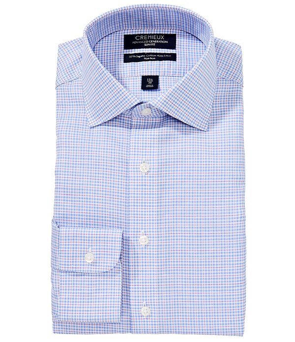 ダニエル クレミュ メンズ トップス シャツ スリムフィット プリント Cremieux Slim Fit Non-Iron Spread Collar Check Print Dresshirt Blue/White/Purple ホワイト