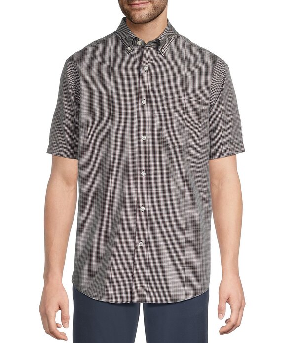ラウンドトゥリーアンドヨーク メンズ トップス シャツ ミニ トール Gold Label Roundtree & Yorke Big & Tall Full Fit Non-Iron Short Sleeve Mini Plaid Poplin Sport Shirt Deep Blue ブルー｜ReVida 店