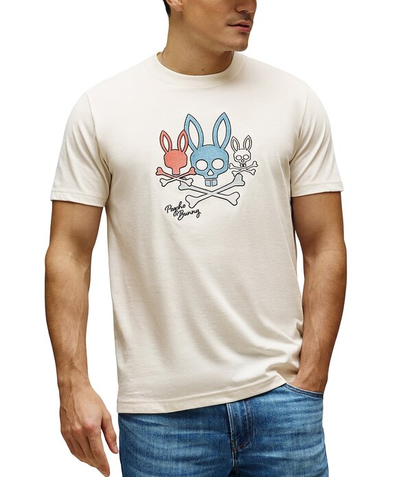 サイコバニー メンズ トップス シャツ クルーネック 刺繍 グラフィック Psycho Bunny Oscar Embroidered Graphicrew Neck Short Sleeve T-Shirt Pristine