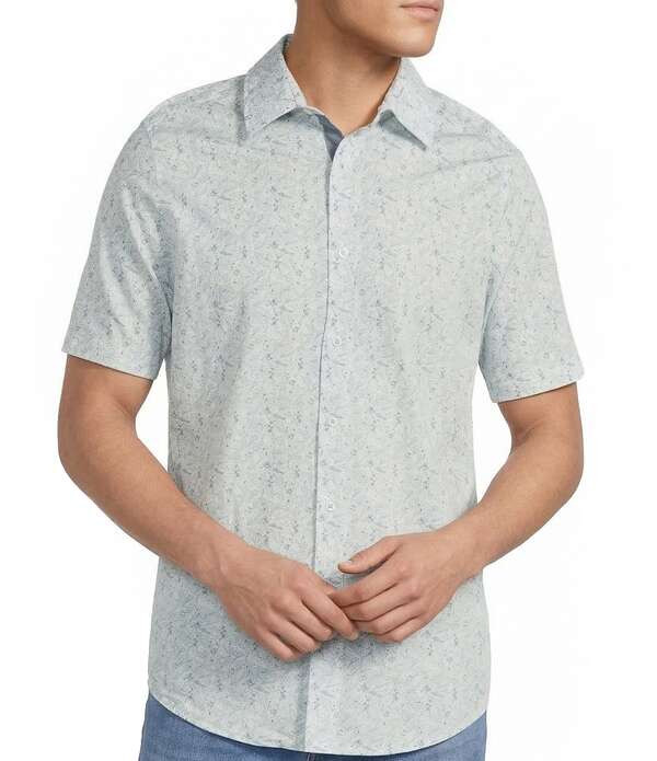 ダニエル クレミュ メンズ トップス シャツ フラワー柄 トール デニム フラワー Cremieux Big & Tall Premium Denim Sketch Floral Short Sleeve Woven Shirt White ホワイト
