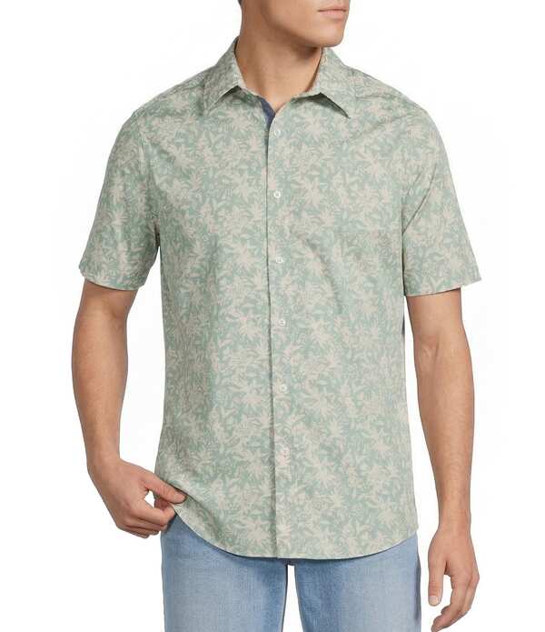 ダニエル クレミュ メンズ トップス シャツ フラワー柄 トール デニム フラワー Cremieux Big & Tall Premium Denim Floral Short Sleeve Woven Shirt Dusty Green グリーン