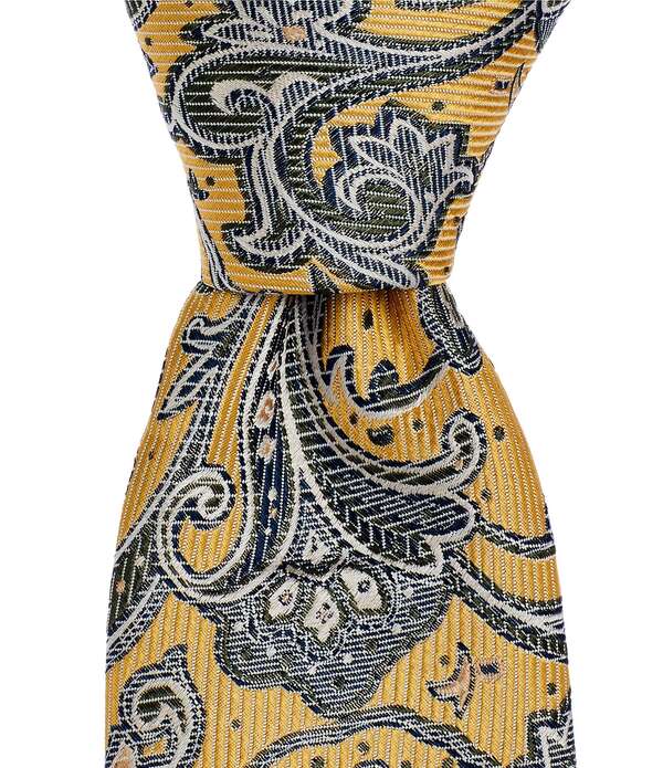 ダニエル クレミュ メンズ アクセサリー ネクタイ シルク Cremieux Ashton Paisley 3/8 Woven Silk Tie Yellow イエロー