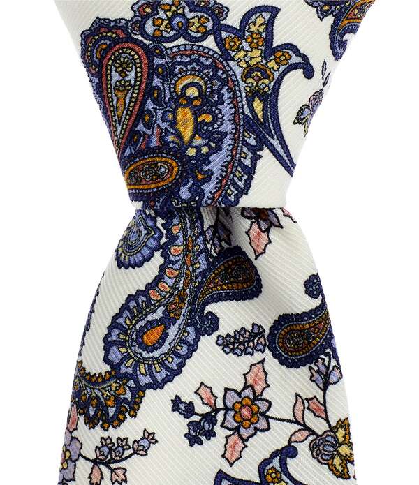 ダニエル クレミュ メンズ アクセサリー ネクタイ Cremieux Arlo Flower/Paisley Pattern 3/8 Woven Tie White ホワイト