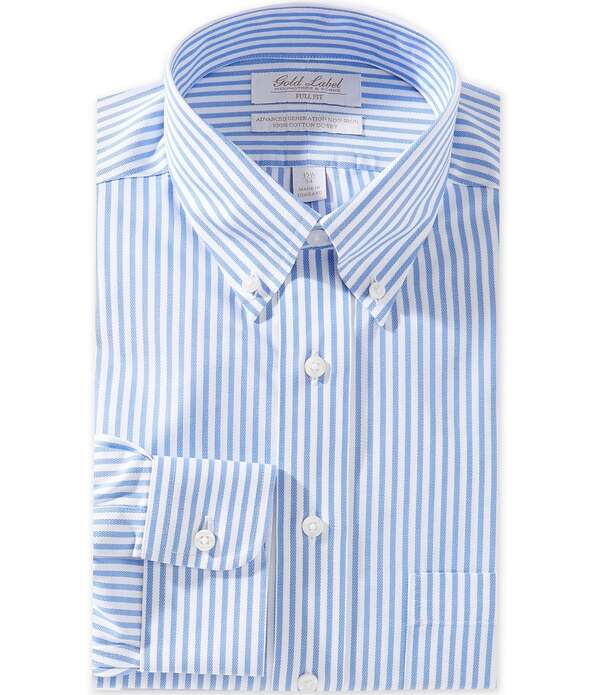 ラウンドトゥリーアンドヨーク メンズ トップス シャツ トール Gold Label Roundtree & Yorke Big & Tall Full-Fit Non-Iron Point Collar Dobby Stripe Dresshirt Medium Blue ブルー｜ReVida 店