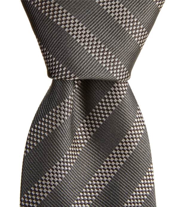ヒューゴボス メンズ 付属品 タイ 地絹 Hugo Boss Diagonal Two Stripe Jacquard 3 Woven Silk Tie Dark Grey 薄墨色
