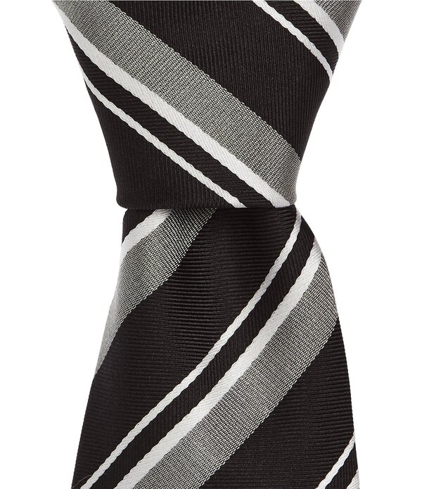 ヒューゴボス メンズ 付属品 タイ 地絹 Hugo Boss Diagonal Traditional Stripe Jacquard 3 Woven Silk Tie Black 黒いこと
