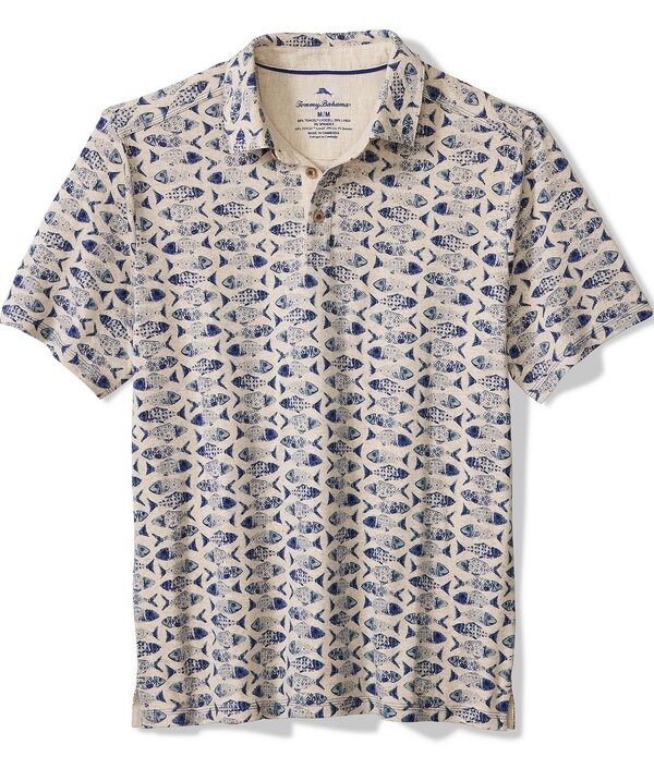 トッミーバハマ メンズ トップス シャツ トール Tommy Bahama Big \u0026 Tall Sardine Soiree Short Sleeve Polo Shirt Natural