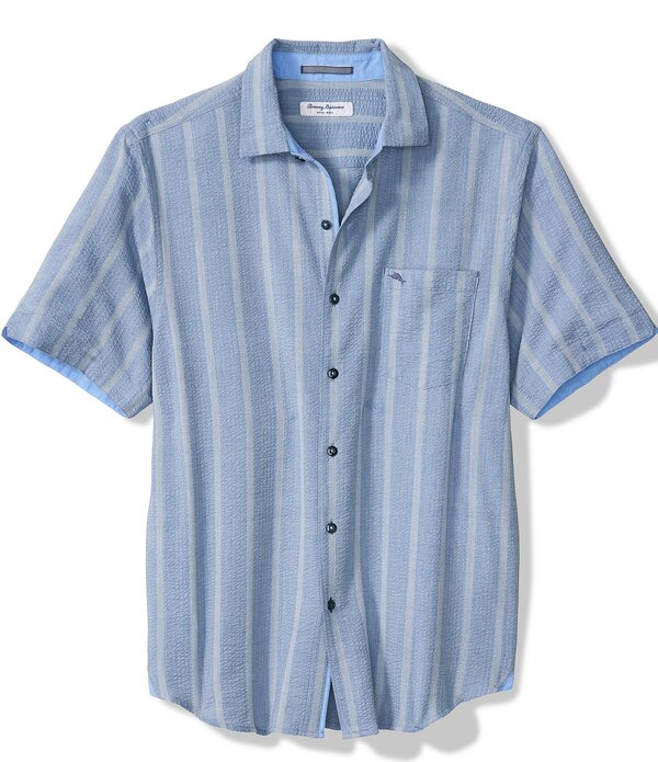 トッミーバハマ メンズ トップス シャツ トール Tommy Bahama Big \u0026 Tall Nova Waveritcal Stripe Short Sleeve Button Front Woven Shirt Dockside Blue ブルー