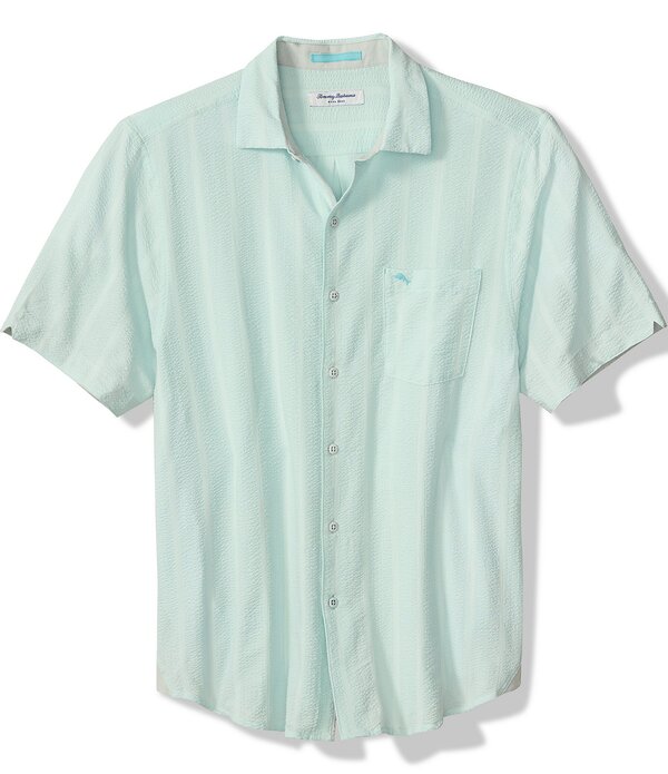 トッミーバハマ メンズ トップス シャツ トール Tommy Bahama Big \u0026 Tall Nova Waveritcal Stripe Short Sleeve Button Front Woven Shirt Dusty Aqua アクア
