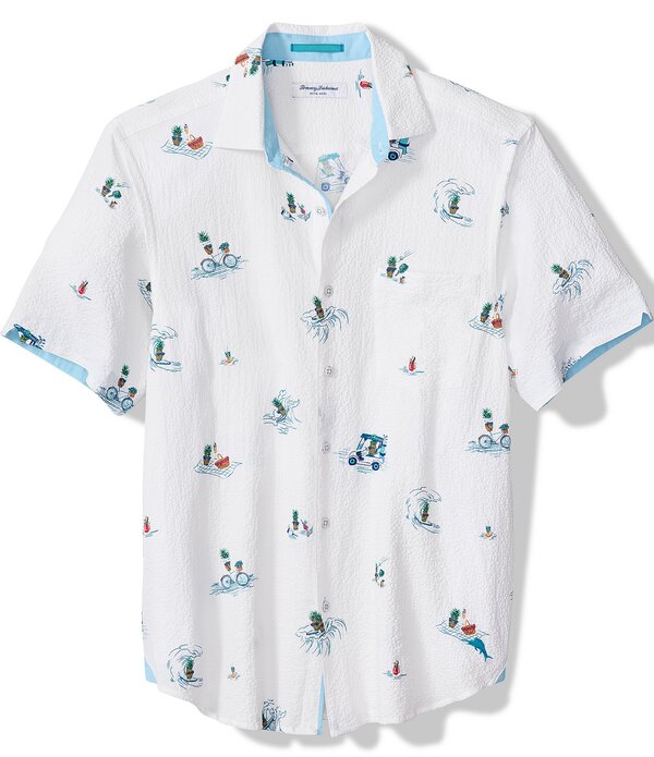 トッミーバハマ メンズ トップス シャツ トール Tommy Bahama Big \u0026 Tall Nova Wave Pineapple Pete Stretch Short Sleeve Button Front Woven Shirt White ホワイト