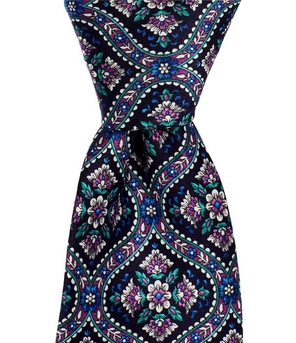 ロバートグラハム メンズ アクセサリー ネクタイ シルク Robert Graham Grand Medallion 3 1/4 Silk Tie Navy/Purple ネイビー
