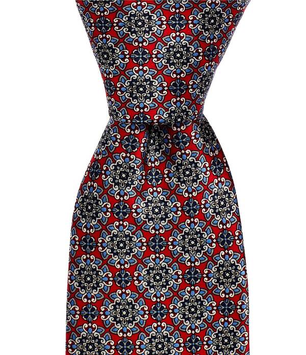 ヒッキーフリーマン メンズ アクセサリー ネクタイ シルク Hickey Freeman Connected Medallion 3 1/4 Silk Tie Red レッド