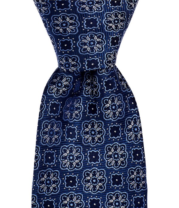 ヒッキーフリーマン メンズ アクセサリー ネクタイ シルク Hickey Freeman Medallion 3 1/4 Silk Tie Navy/Blue ネイビー
