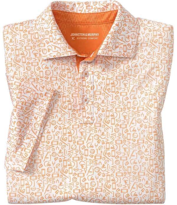 ジョンストンアンドマーフィー メンズ トップス シャツ プリント Johnston & Murphy Gameday XC4 Multi Sport Print Short Sleeve Polo Shirt Burnt Orange オレンジ