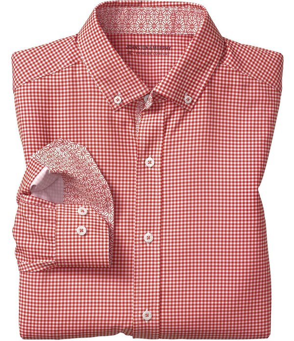 ジョンストンアンドマーフィー メンズ トップス シャツ ギンガムチェック ギンガム Johnston & Murphy Gameday XC4 Gingham Long Sleeve Woven Shirt Red レッド