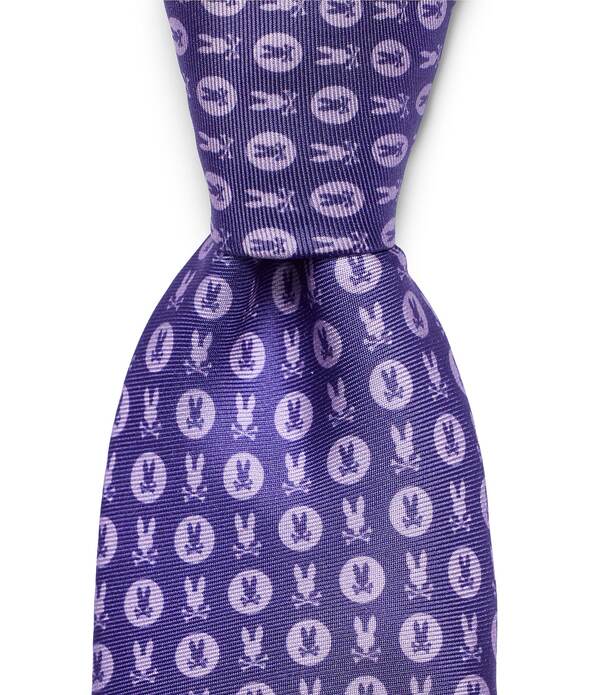 サイコバニー メンズ アクセサリー ネクタイ プリント シルク Psycho Bunny Two-Way Bunny Print 3 1/4 Traditional Silk Tie Purple パープル 21,075円