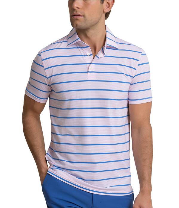 サウザーンタイド メンズ トップス プルオーバー Southern Tide Core Sound Stripe Coastal Breeze Short Sleeve Polo Shirt Orchid Pink サクラ色