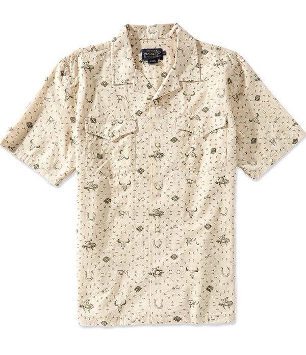 ペンドルトン メンズ トップス シャツ Pendleton Western Aloha Short Sleeve Woven Camp Shirt Western Tan タン